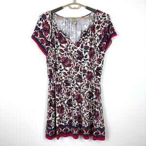 Lucky Brand Short Sleeve Floral Dress *flaw* knit fabric with stretch Boho XL